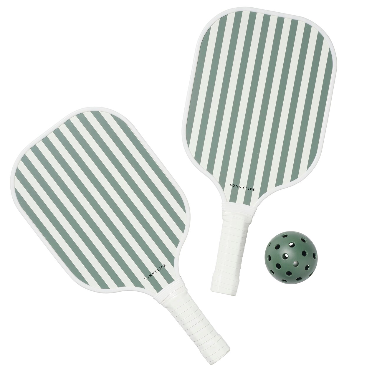 Sunnylife: Pickleball Set - The Vacay Olive - Outdoor Sport, 2 Player Trendy Game, 2 Carbon Fiber Bats & Ball, Travel Carry Case, Kids & Family Age 6+